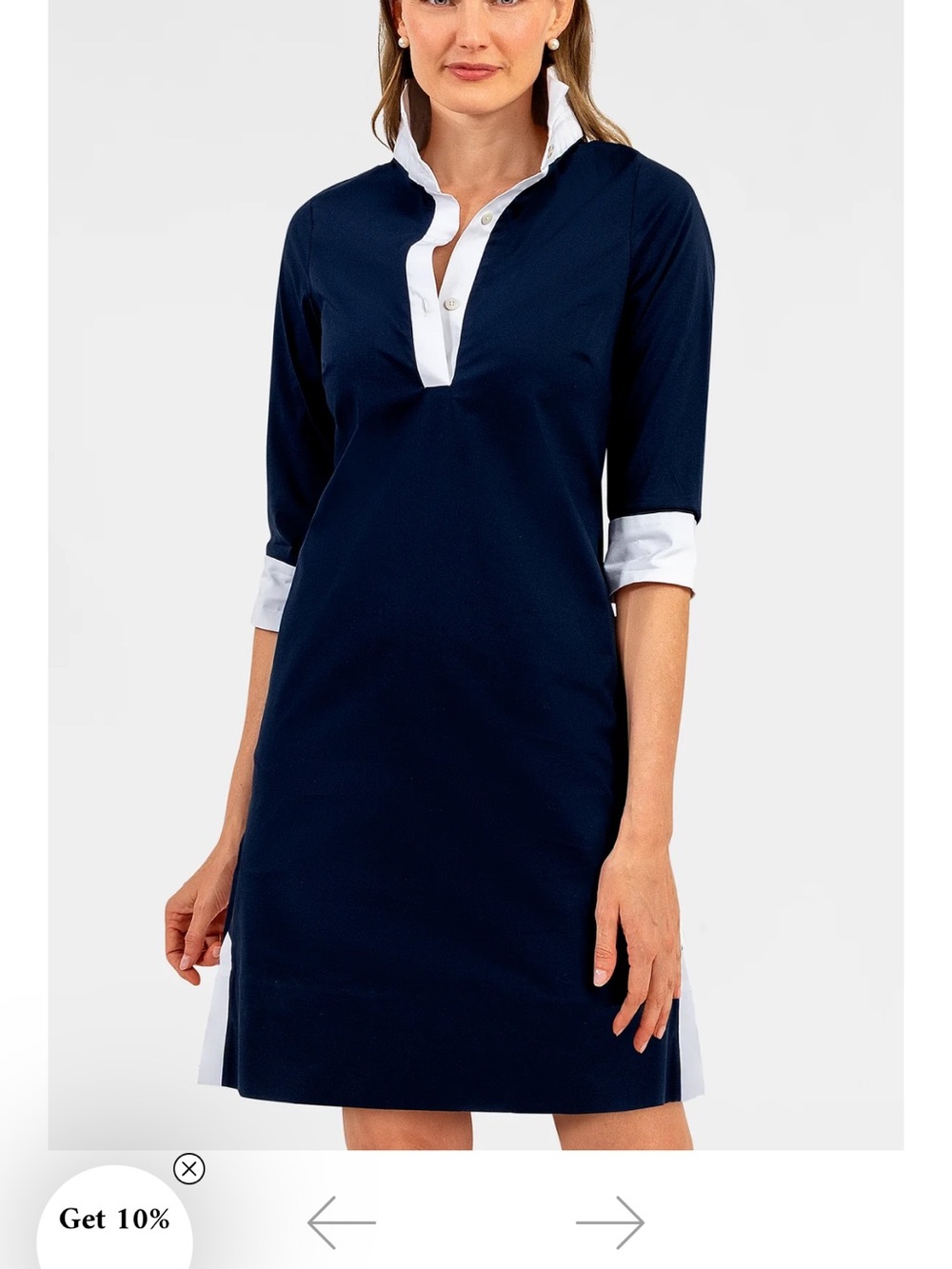 Gretchen Scott Designs Navy and White Shirt Tail Dress - Picture 1 of 6